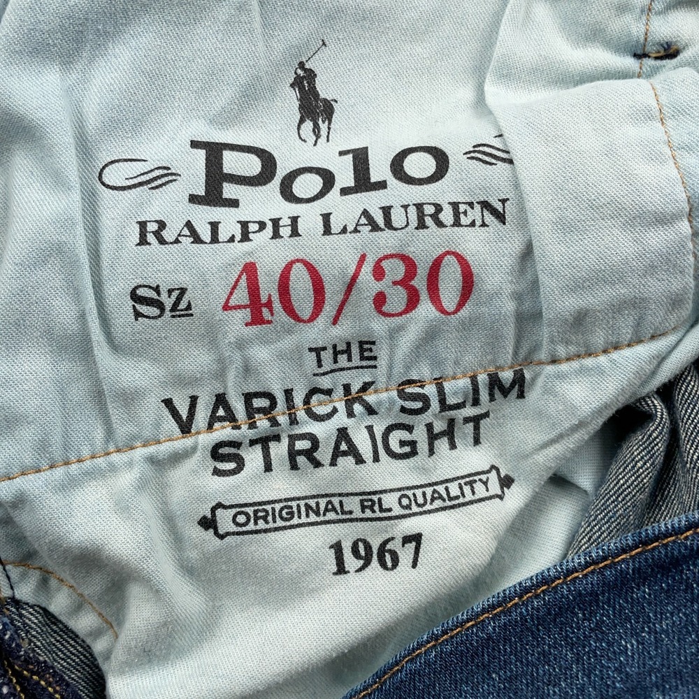 Polo Ralph Lauren Jeans Mens 40x30 Blue Varick Slim Straight Denim Pants - Picture 6 of 12